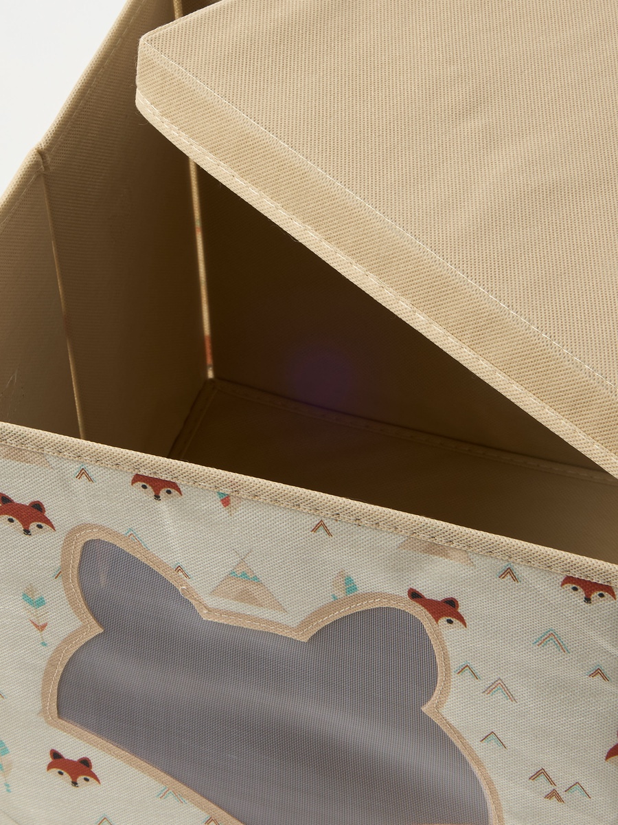 Printed Foldable Storage Box with Lid - 31x31x31 cm