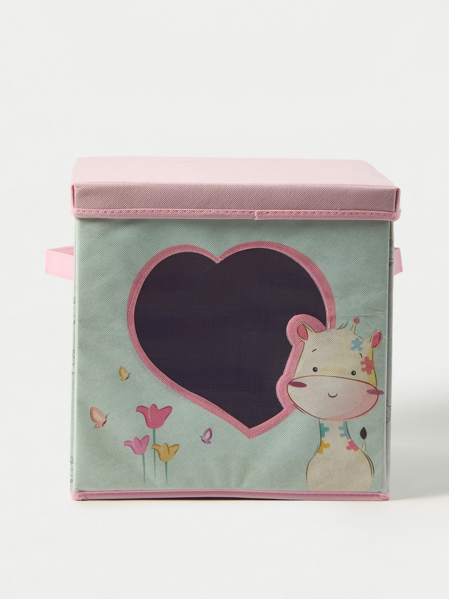 Printed Foldable Storage Box with Lid - 31x31x31 cm