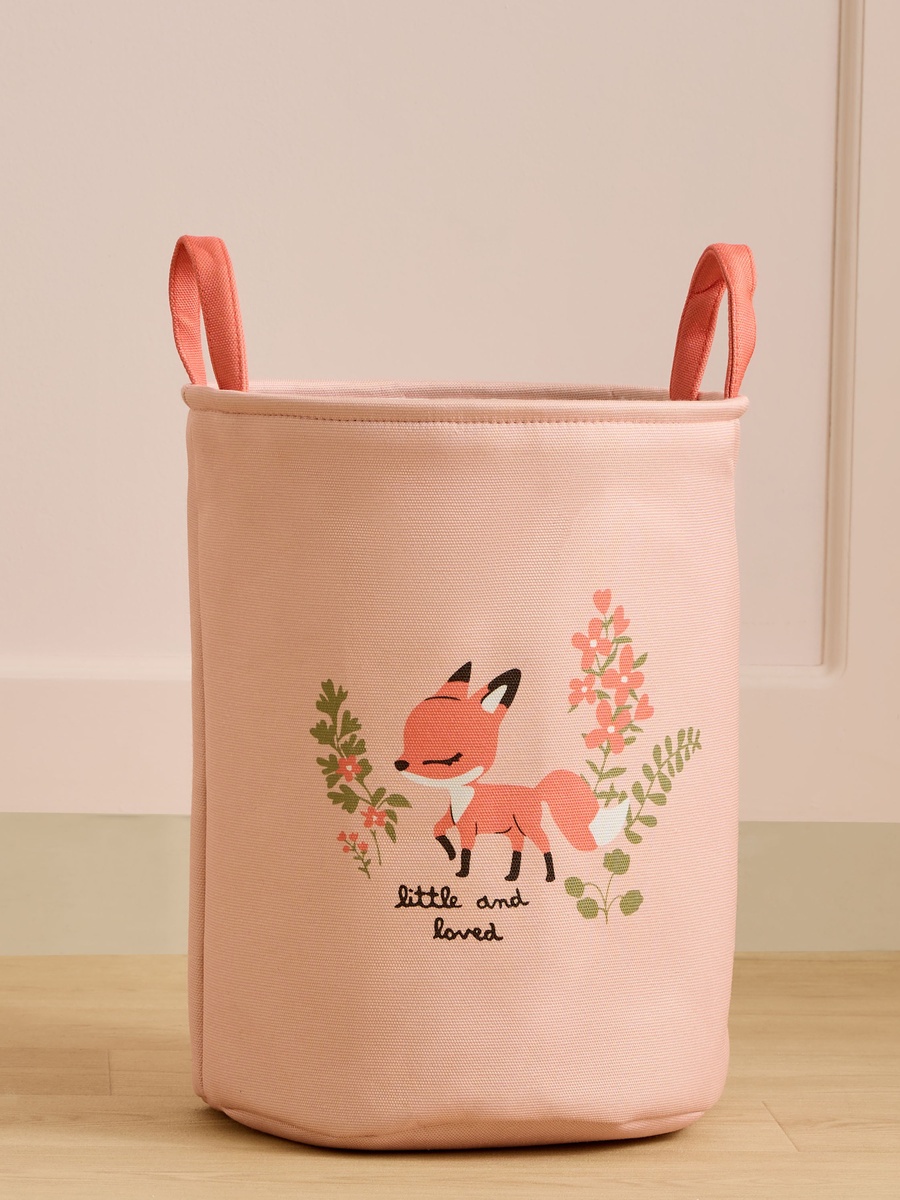 Nursery Laundry Hamper with Fox Print - Polyester