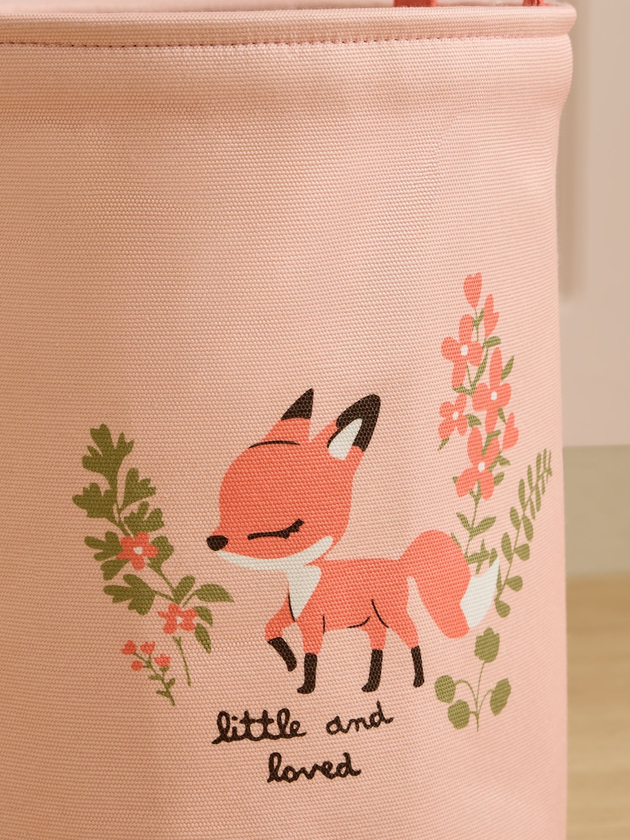 Nursery Laundry Hamper with Fox Print - Polyester