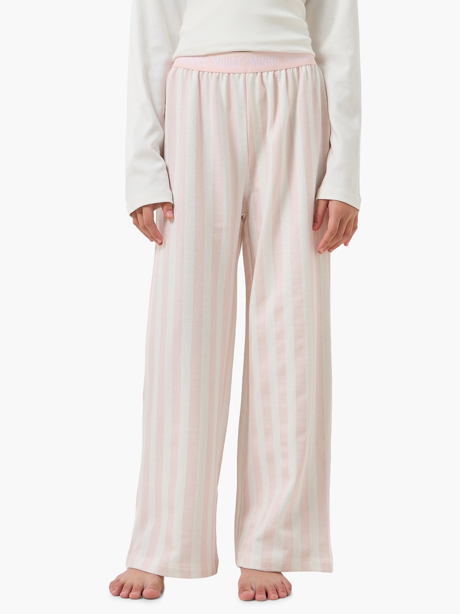 Cotton Crew Neck Long Sleeve Pyjama Set with Minnie Mouse Embroidery