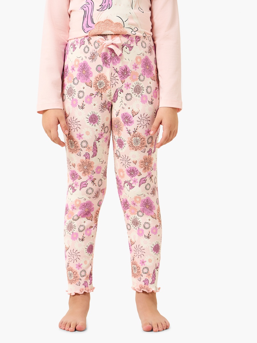 Cotton Crew Neck Long Sleeves Pyjama Set with Unicorn Print