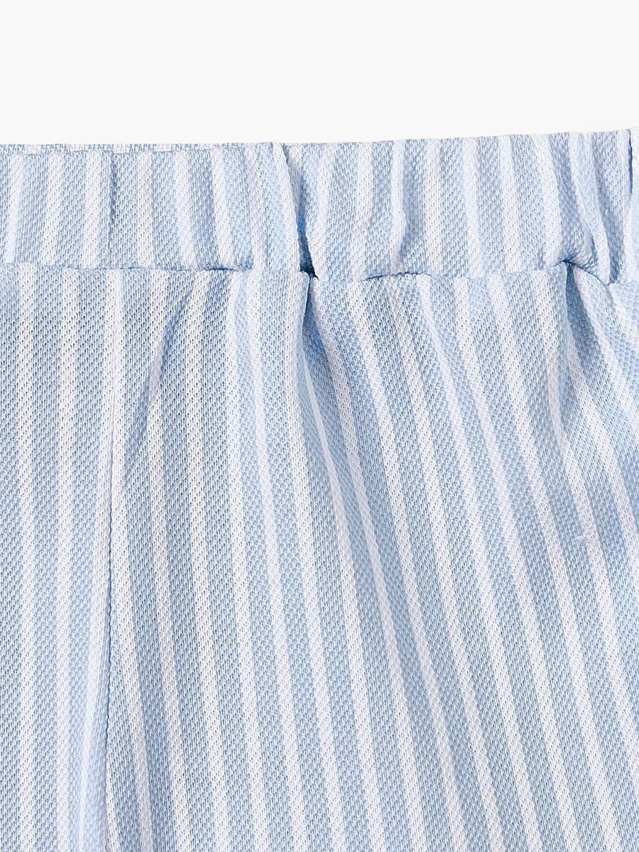 Collared Short Sleeves Polo T-Shirt and Shorts Set with Stripes