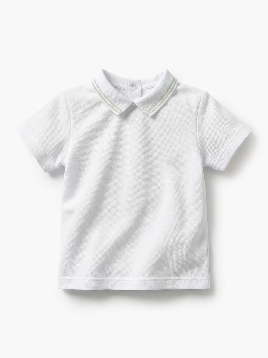 Peter Pan Collar Short Sleeves Polo T-Shirt and Dungaree Set with Stripes
