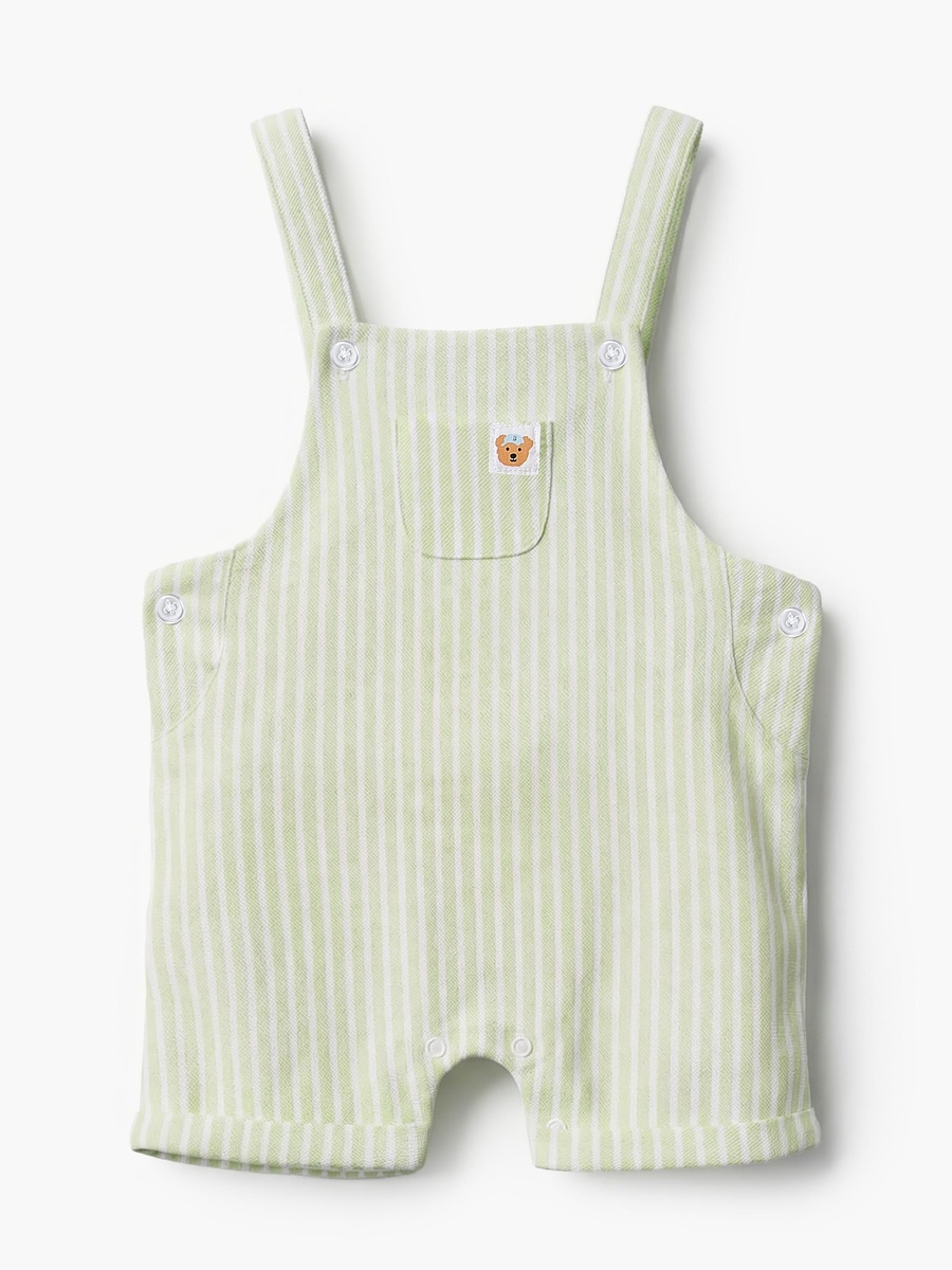 Peter Pan Collar Short Sleeves Polo T-Shirt and Dungaree Set with Stripes