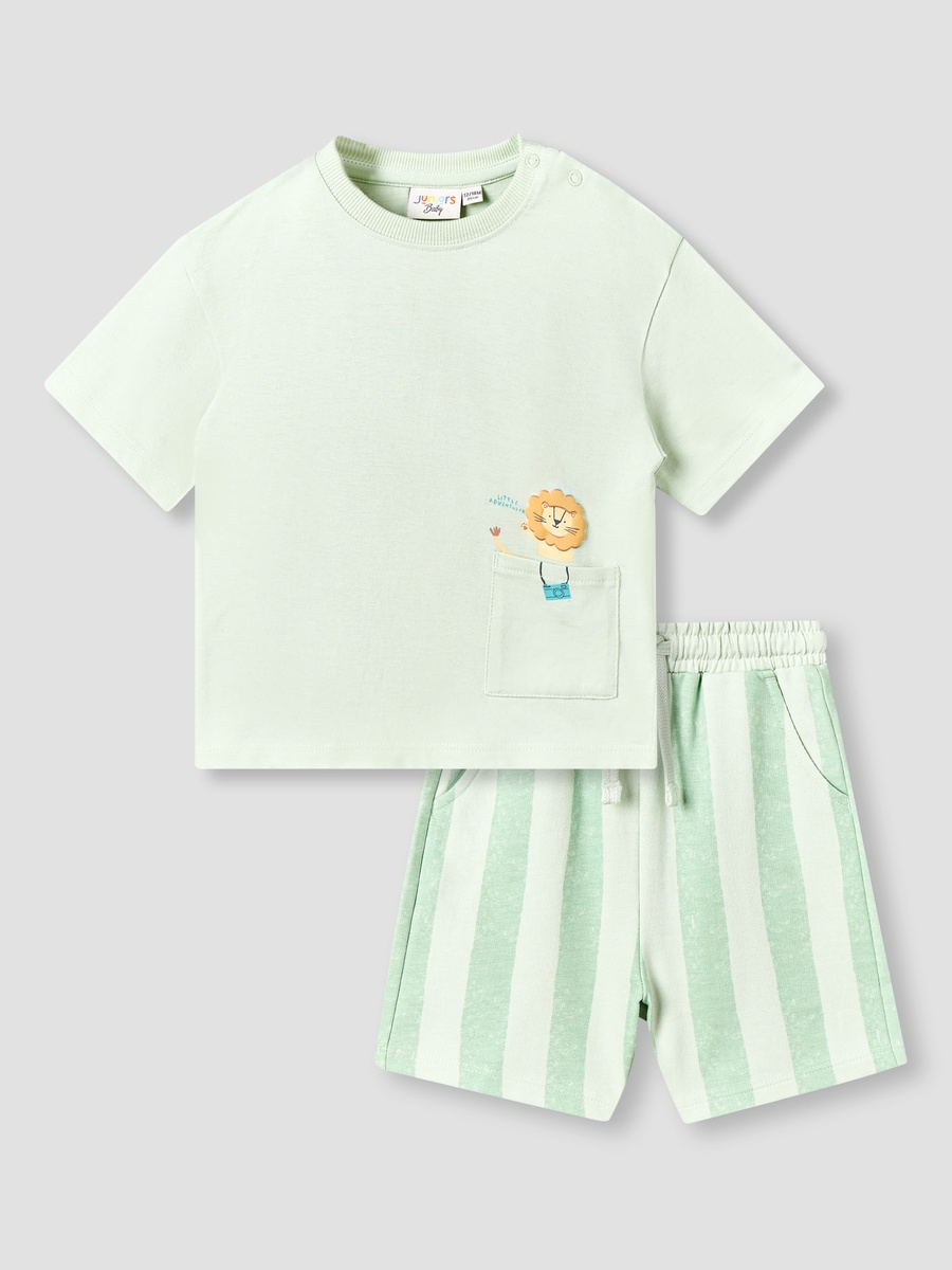 Crew Neck Short Sleeves T-Shirt and Shorts Set with Print