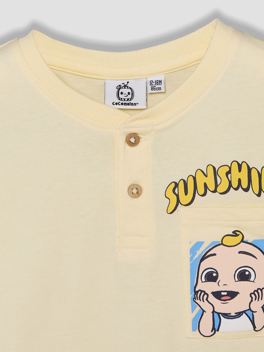 Crew Neck Short Sleeves T-Shirt and Shorts Set with Cocomelon Print