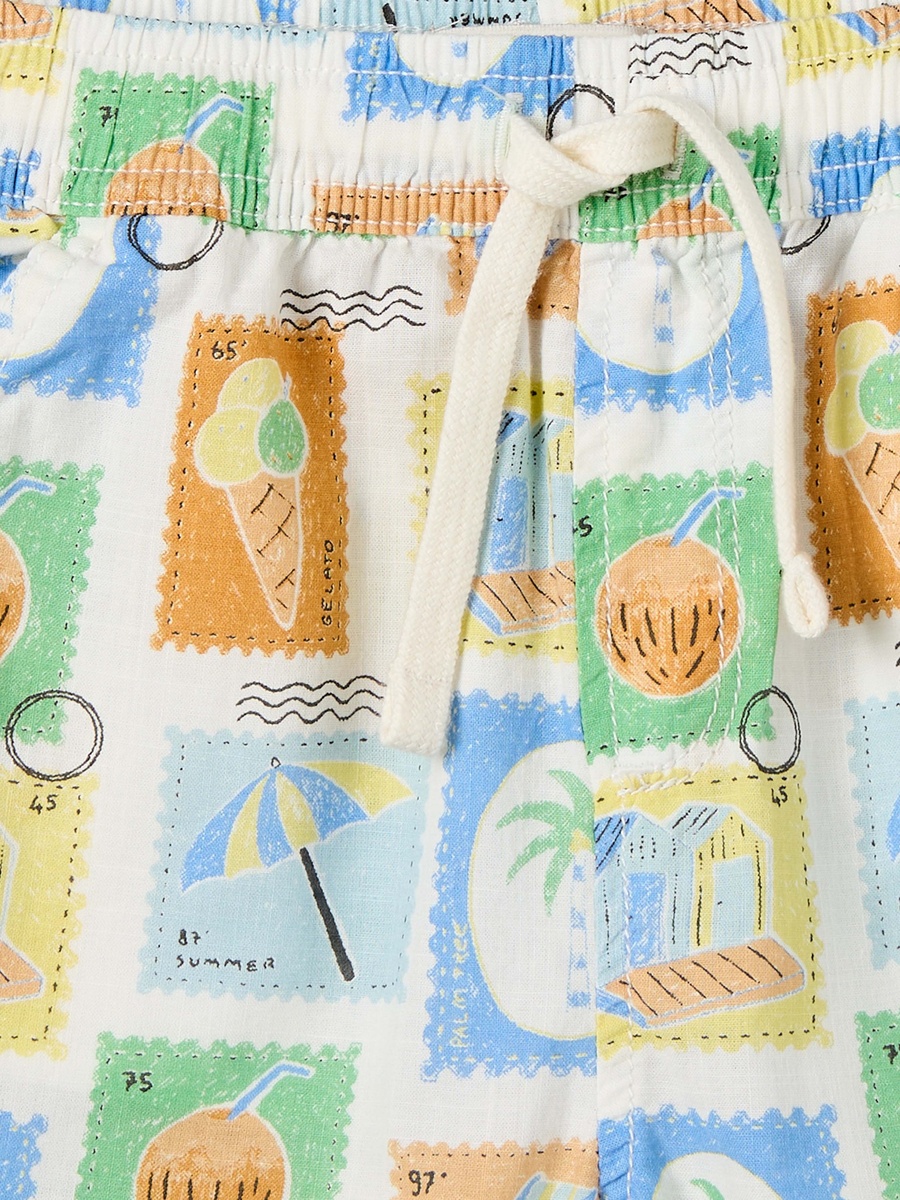 Collared Short Sleeves Shirt and Shorts Set with Tile Print