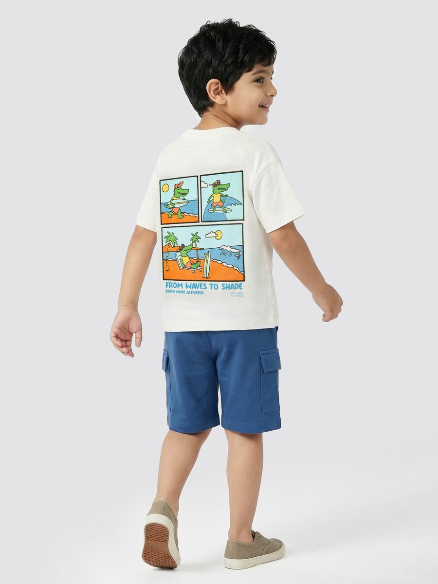 Crew Neck Short Sleeves T-Shirt and Shorts Set with Graphic Print