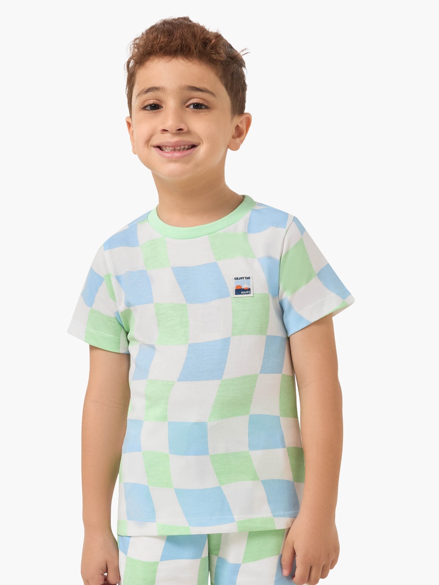 Set of 3 Crew Neck Short Sleeve T-Shirt and Shorts Set with Assorted Print