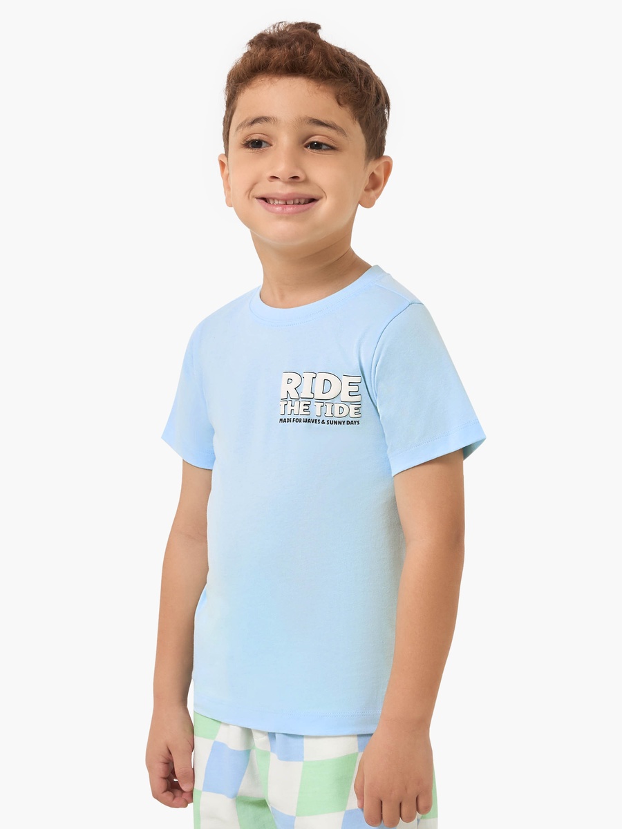 Set of 3 Crew Neck Short Sleeve T-Shirt and Shorts Set with Assorted Print