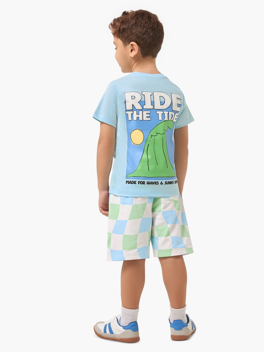 Set of 3 Crew Neck Short Sleeve T-Shirt and Shorts Set with Assorted Print