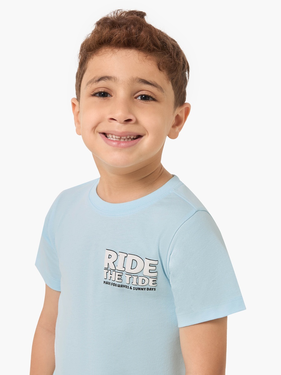 Set of 3 Crew Neck Short Sleeve T-Shirt and Shorts Set with Assorted Print