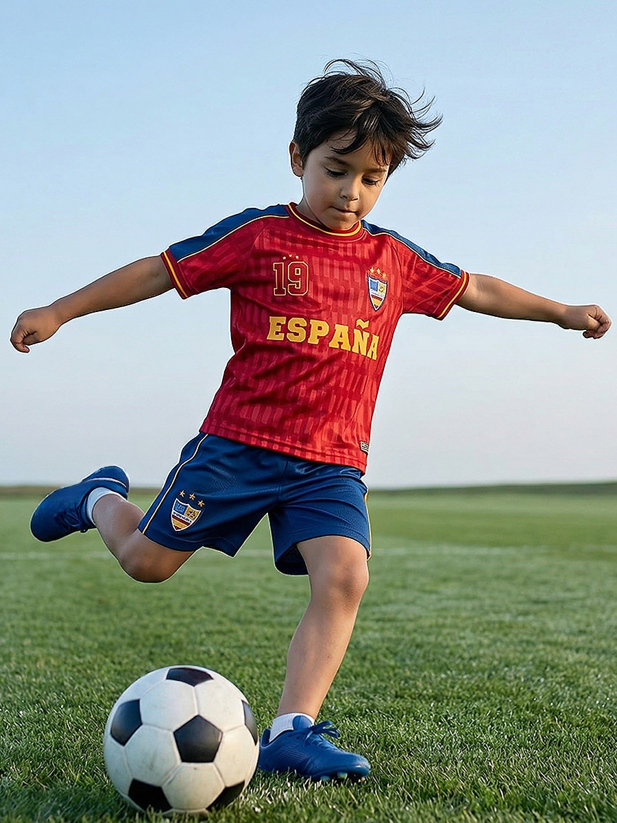 Crew Neck Short Sleeves T-Shirt and Shorts Set with Spain Print