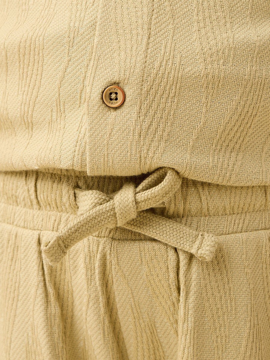 Collared Short Sleeves Shirt and Shorts Set with Textured Design