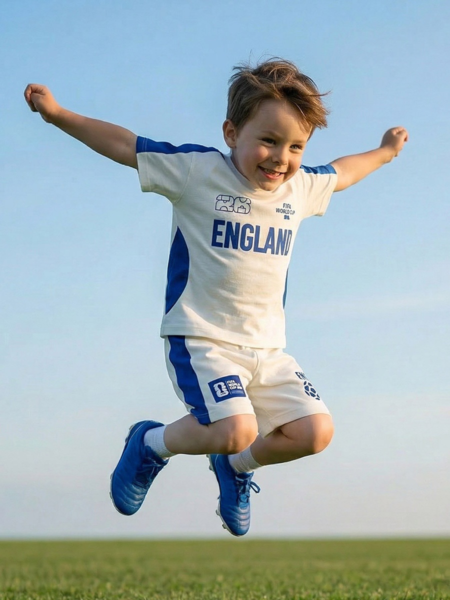 Crew Neck Short Sleeves T-Shirt and Shorts Set with England Print