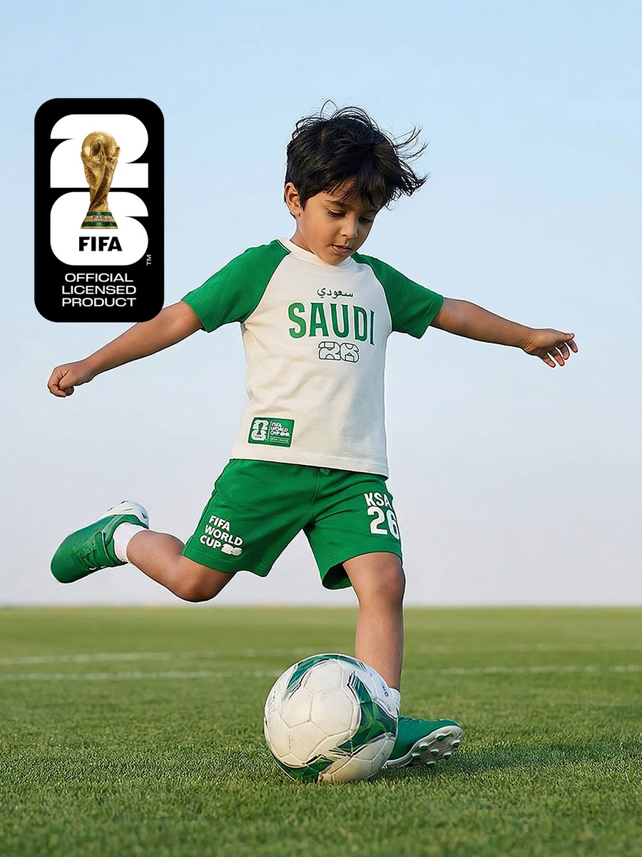 Crew Neck Short Sleeves T-Shirt and Shorts Set with Saudi Arabia Print