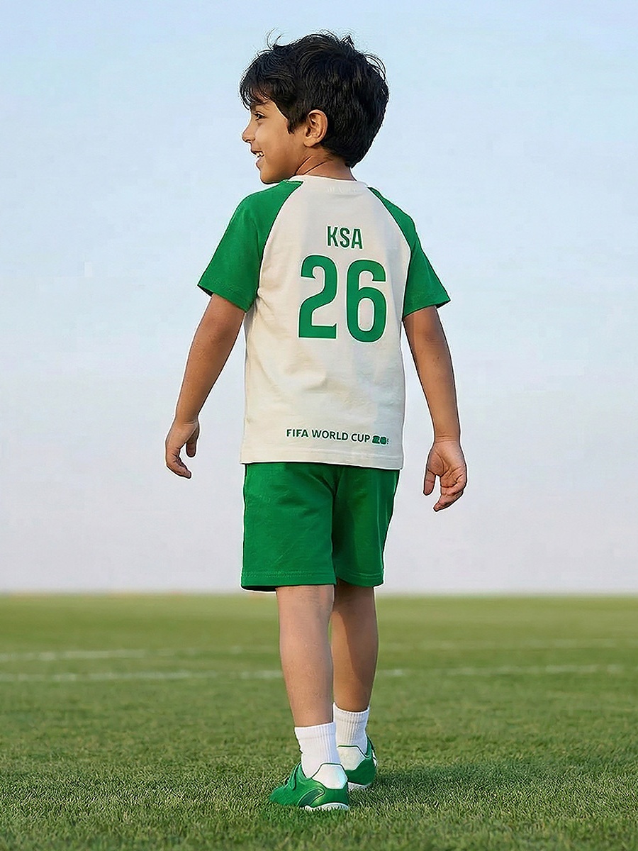 Crew Neck Short Sleeves T-Shirt and Shorts Set with Saudi Arabia Print