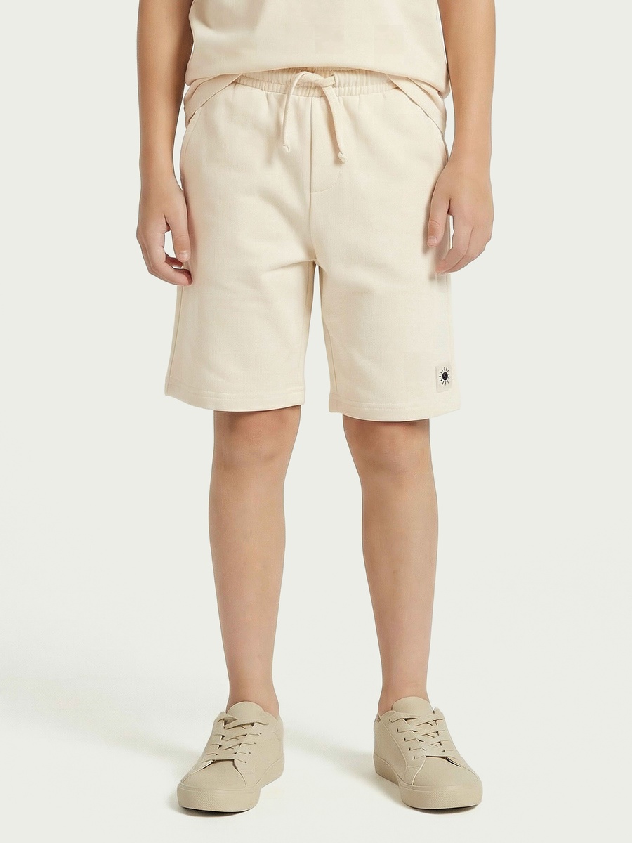 Set of 3 Crew Neck Short Sleeves T-Shirt and Shorts Set with Beach Print