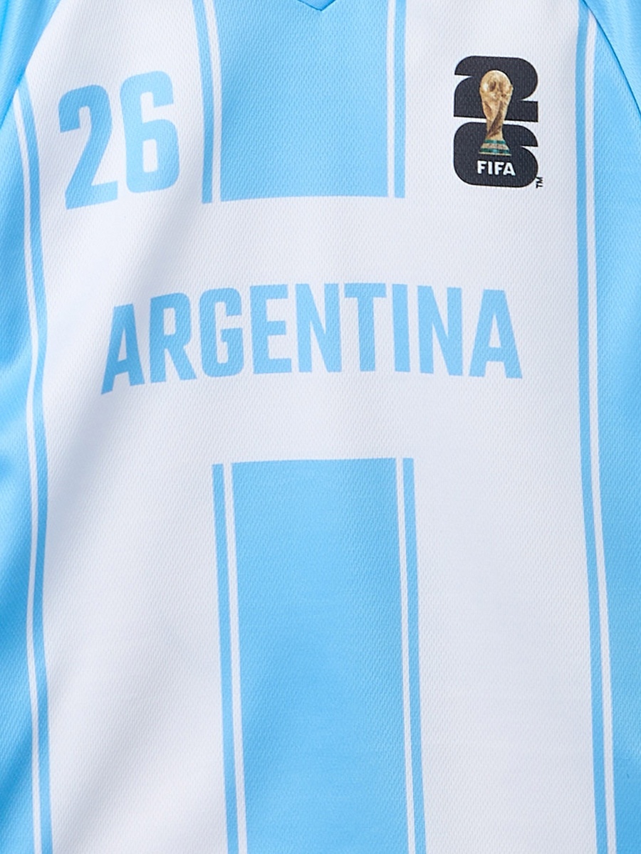 V Neck Short Sleeves T-Shirt and Shorts Set with Argentina Print