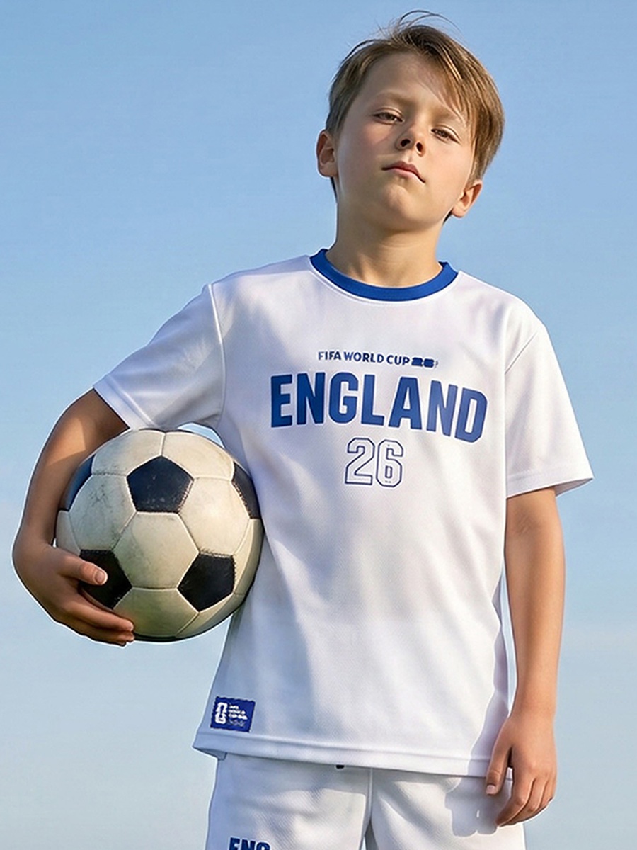 Crew Neck Short Sleeves T-Shirt and Shorts Set with England Print
