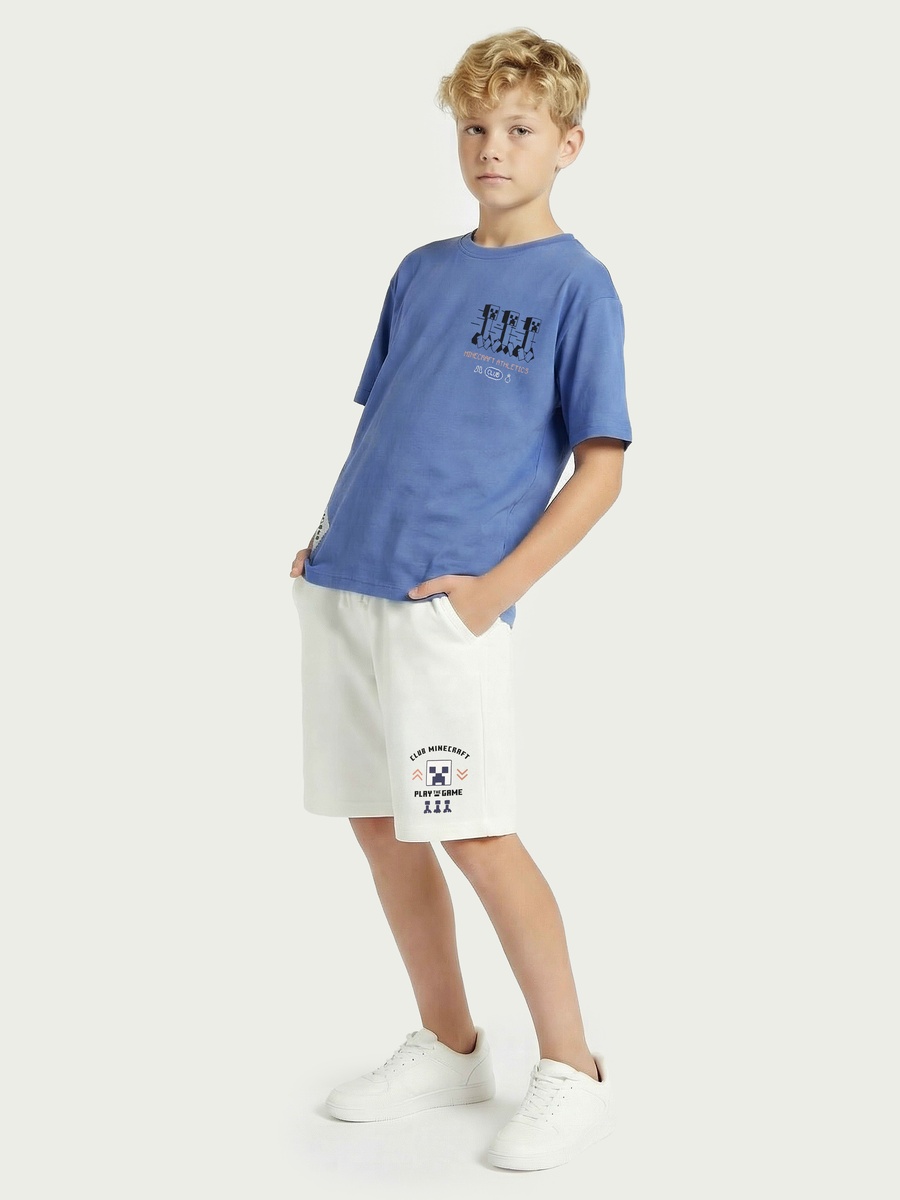 Crew Neck Short Sleeves T-Shirt and Shorts Set with Logo Graphic Print