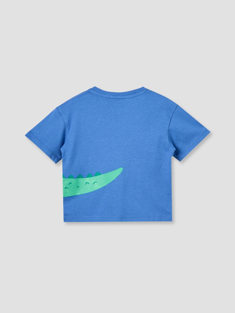 Crew Neck Short Sleeves T-Shirt with Alligator Print