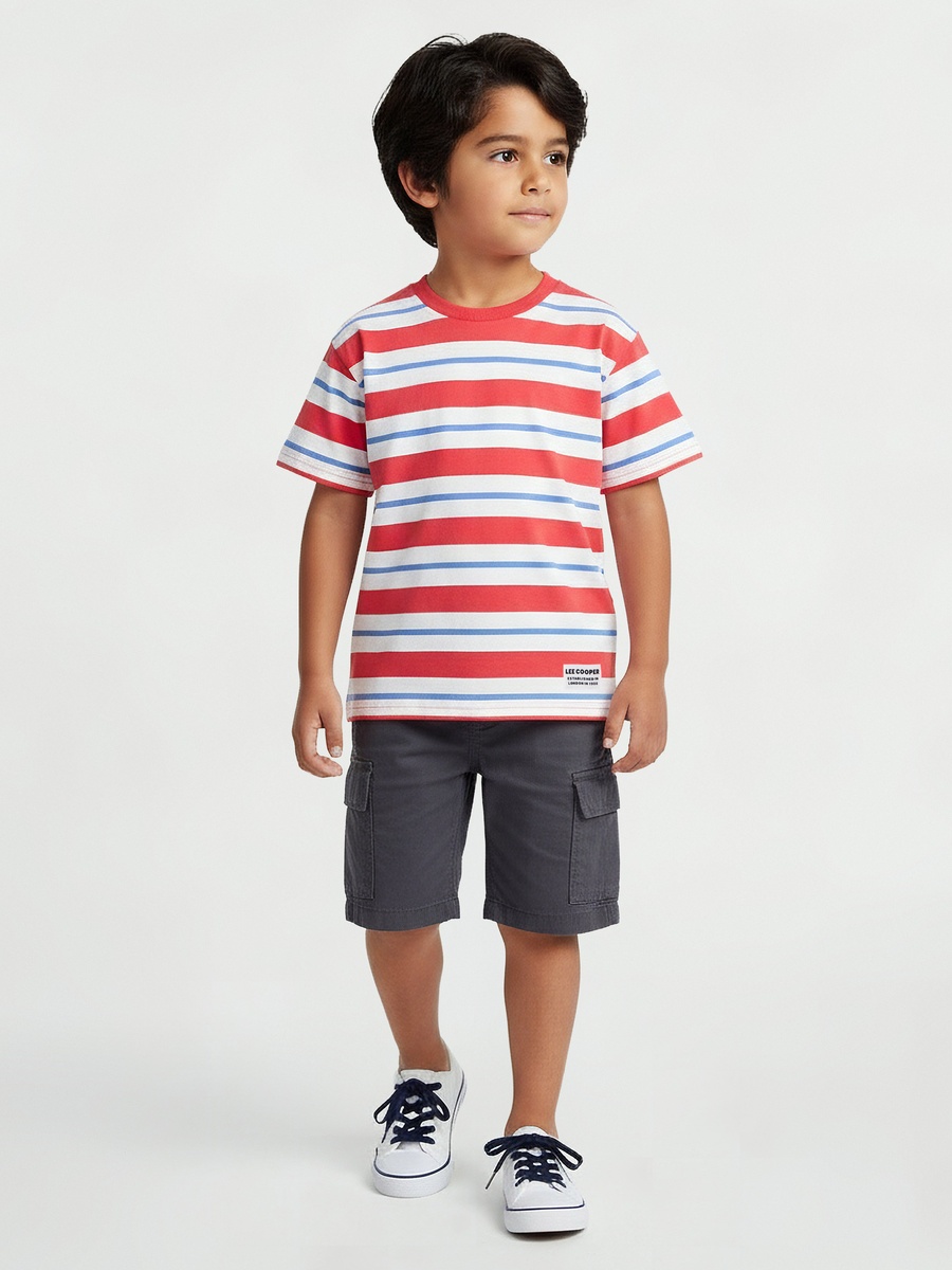 Crew Neck Short Sleeves T-Shirt with Stripes