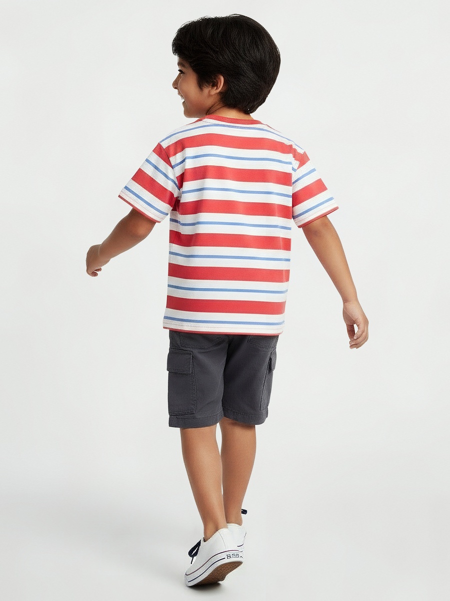 Crew Neck Short Sleeves T-Shirt with Stripes