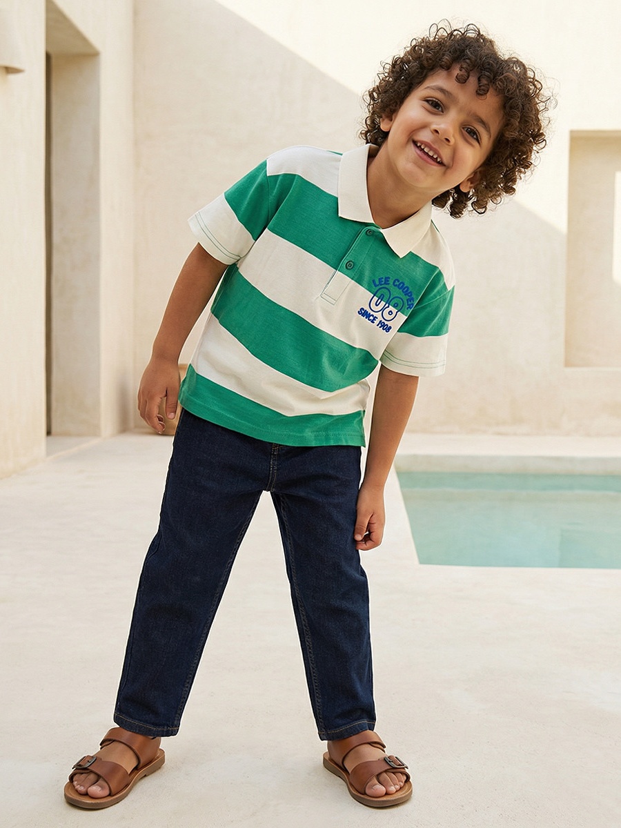 Collared Short Sleeves Polo T-Shirt with Stripes