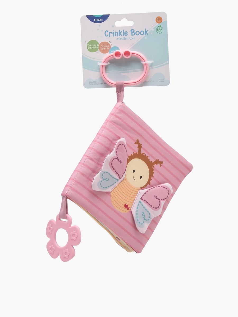 Crinkle Book Stroller Toy with Butterfly Applique