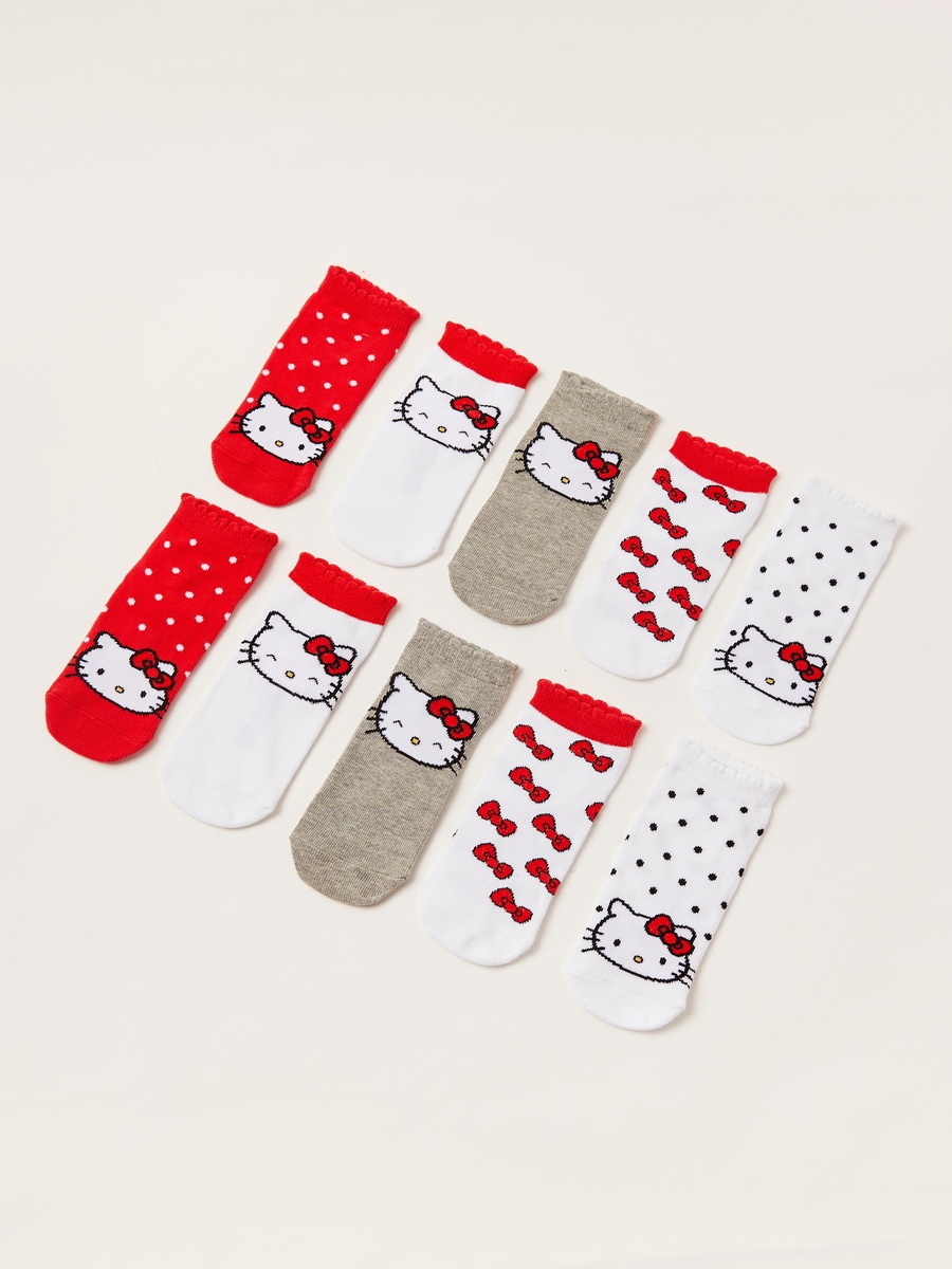 Hello Kitty Print Socks - Set of 5
