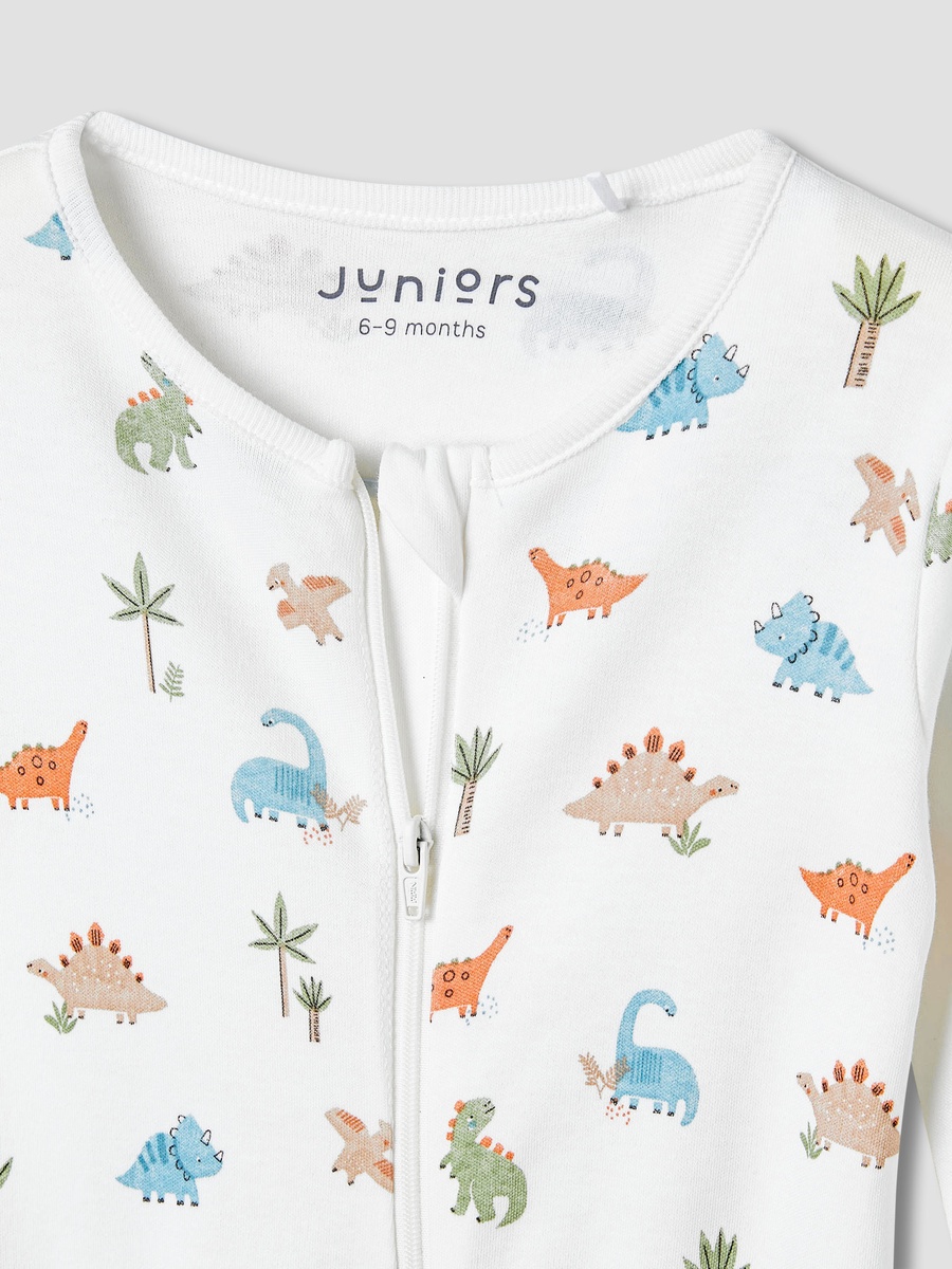 Dinosaur Print Sleepsuit with Long Sleeves