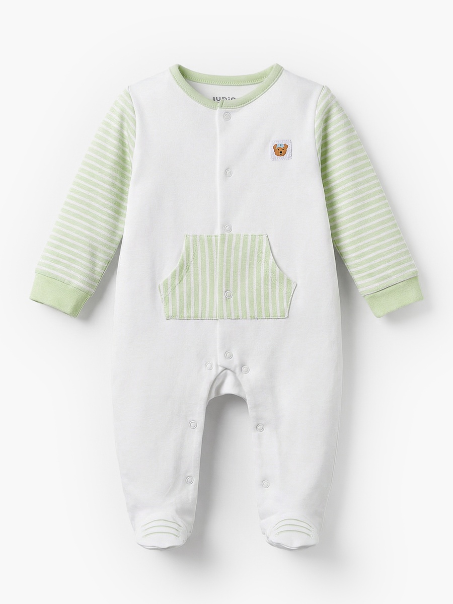 Round Neck Long Sleeves Sleepsuit with Stripes