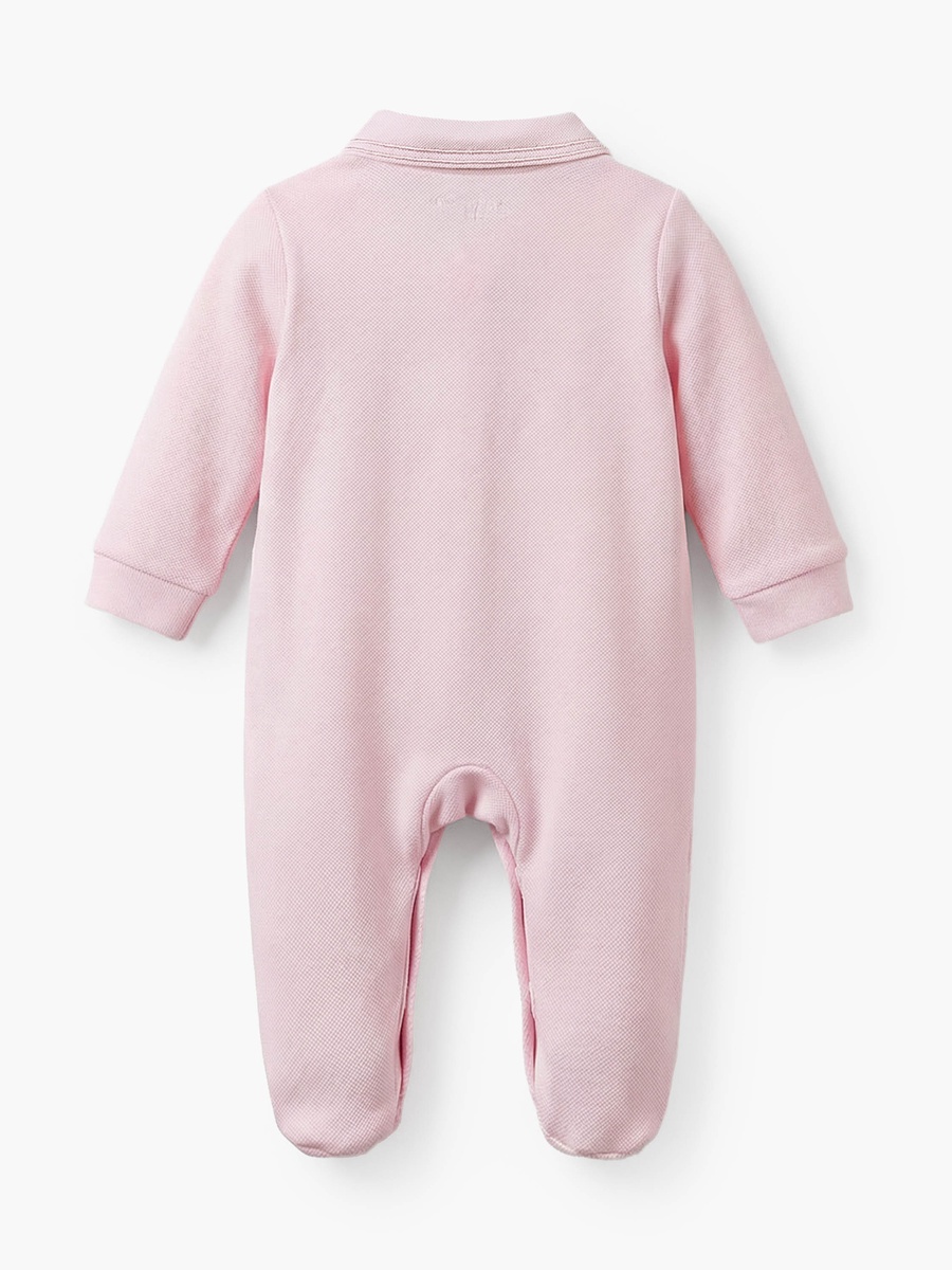 Cotton Peter Pan Collar Long Sleeves Sleepsuit with Heart Applique