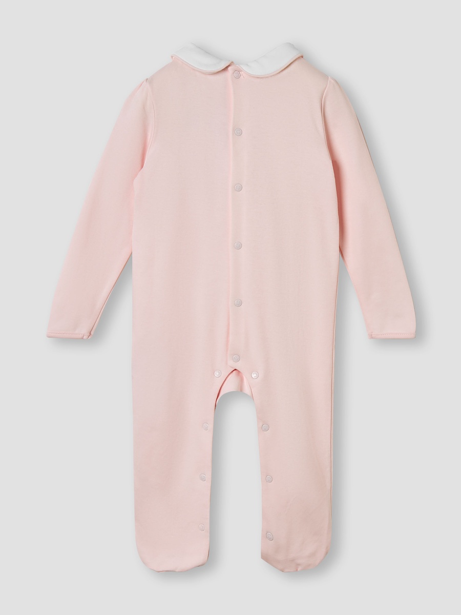 Embroidered Peter Pan Collar Sleepsuit with Long Sleeves