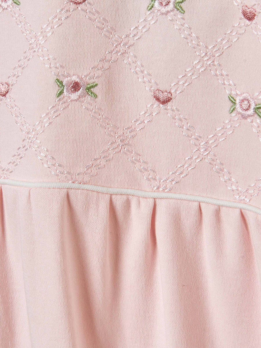 Embroidered Peter Pan Collar Sleepsuit with Long Sleeves