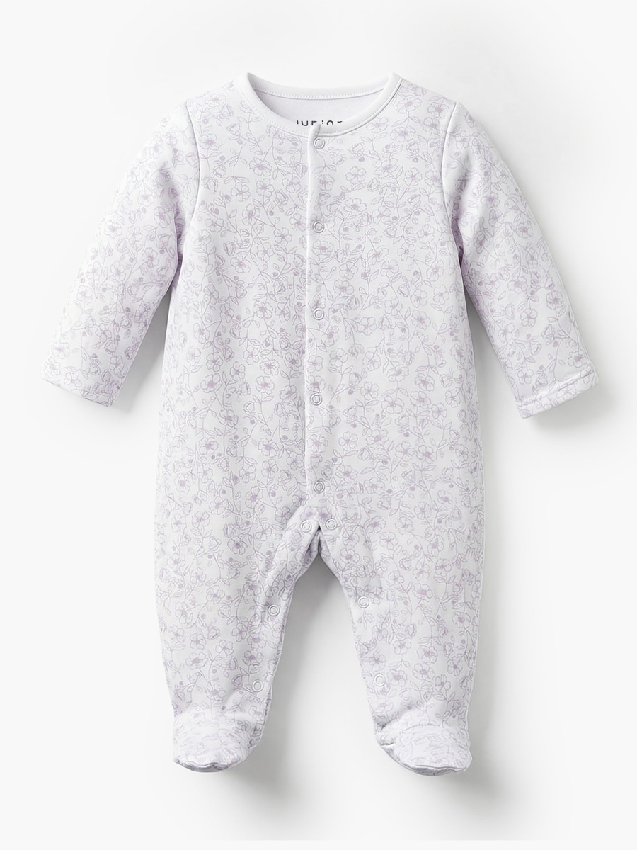 Pack of 3 Bamboo Cotton Round Neck Long Sleeves Sleepsuit with Print