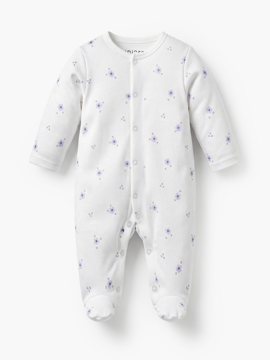Pack of 3 Bamboo Cotton Round Neck Long Sleeves Sleepsuit with Print