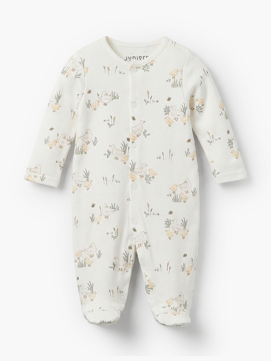 Pack of 3 Bamboo Cotton Round Neck Long Sleeves Sleepsuit with Duck Print