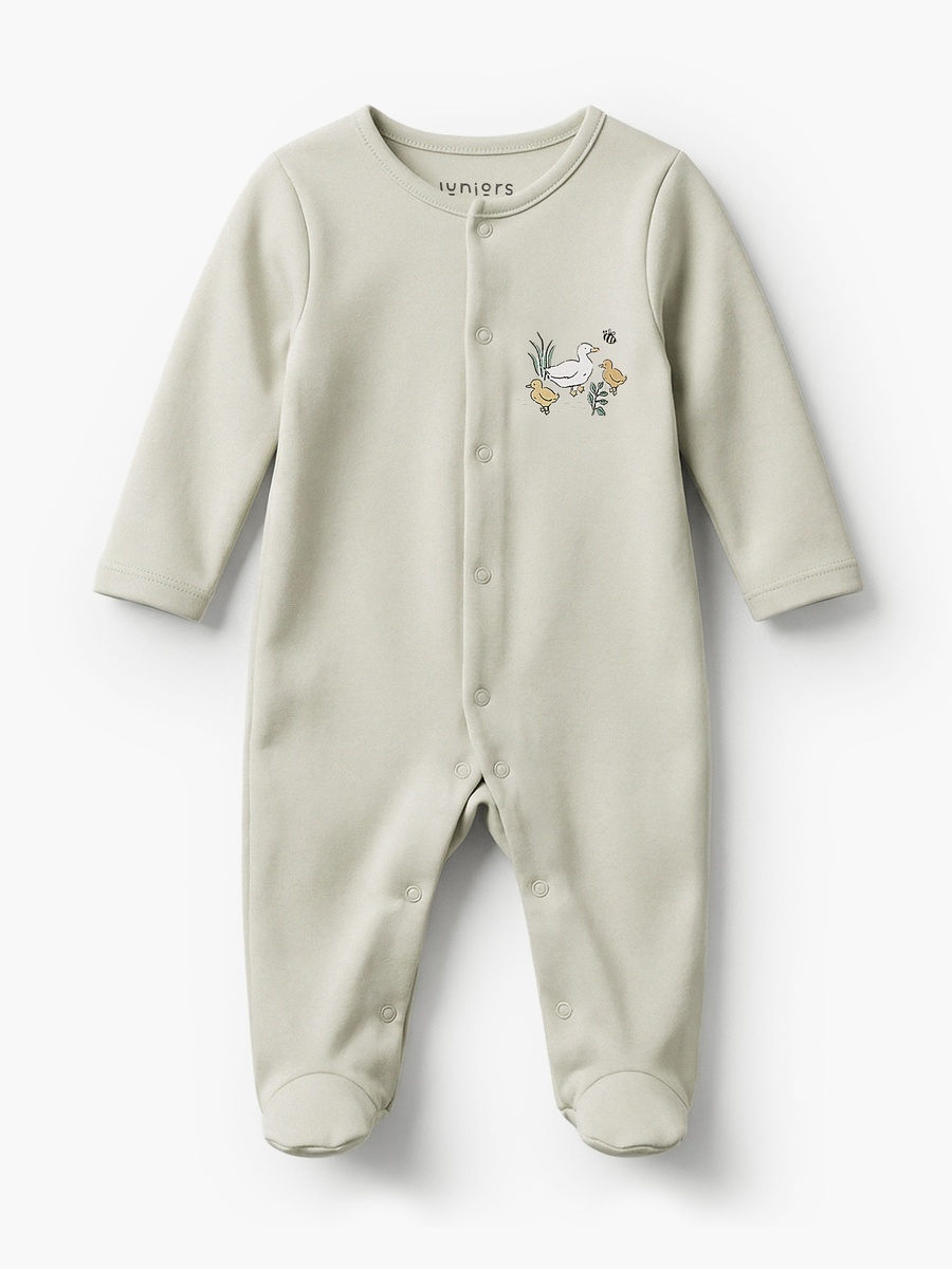 Pack of 3 Bamboo Cotton Round Neck Long Sleeves Sleepsuit with Duck Print