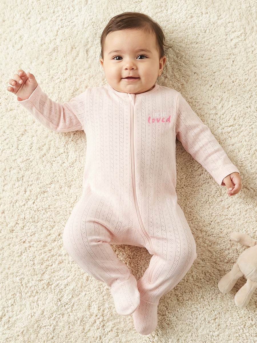 Pack of 3 Cotton Round Neck Long Sleeves Sleepsuit with Zip Closure