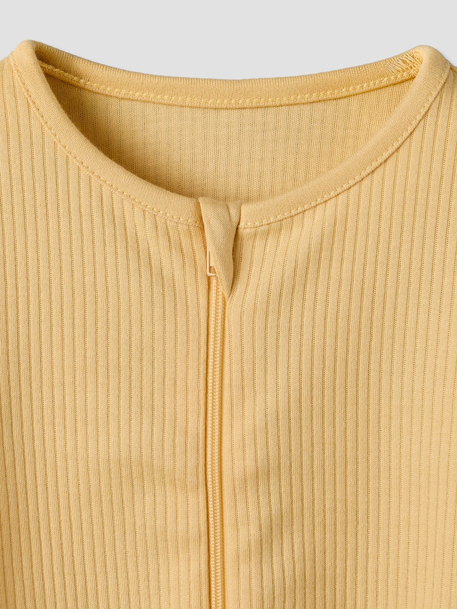 Pack of 3 Cotton Round Neck Long Sleeves Sleepsuit with Ribbed Design