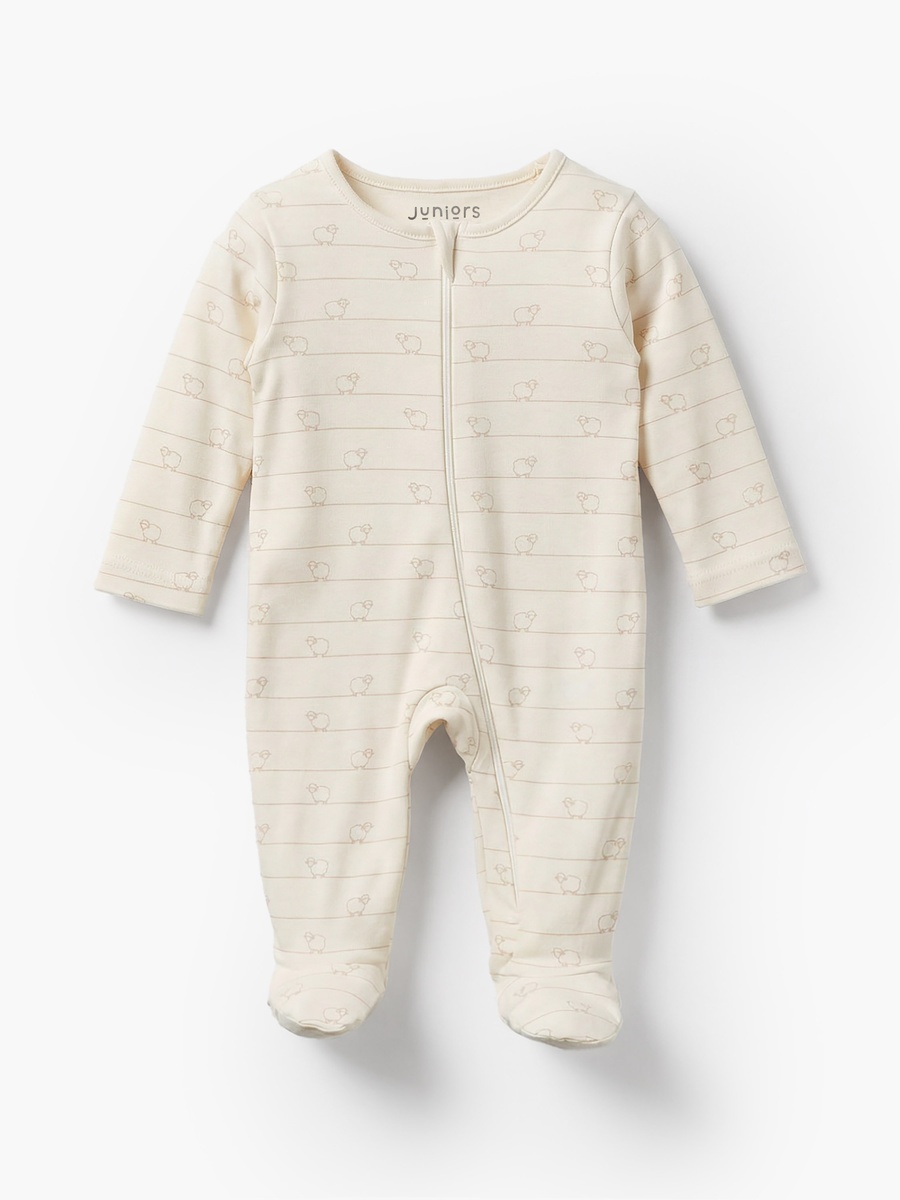 Pack of 7 Cotton Round Neck Long Sleeves Sleepsuit with Zip Closure
