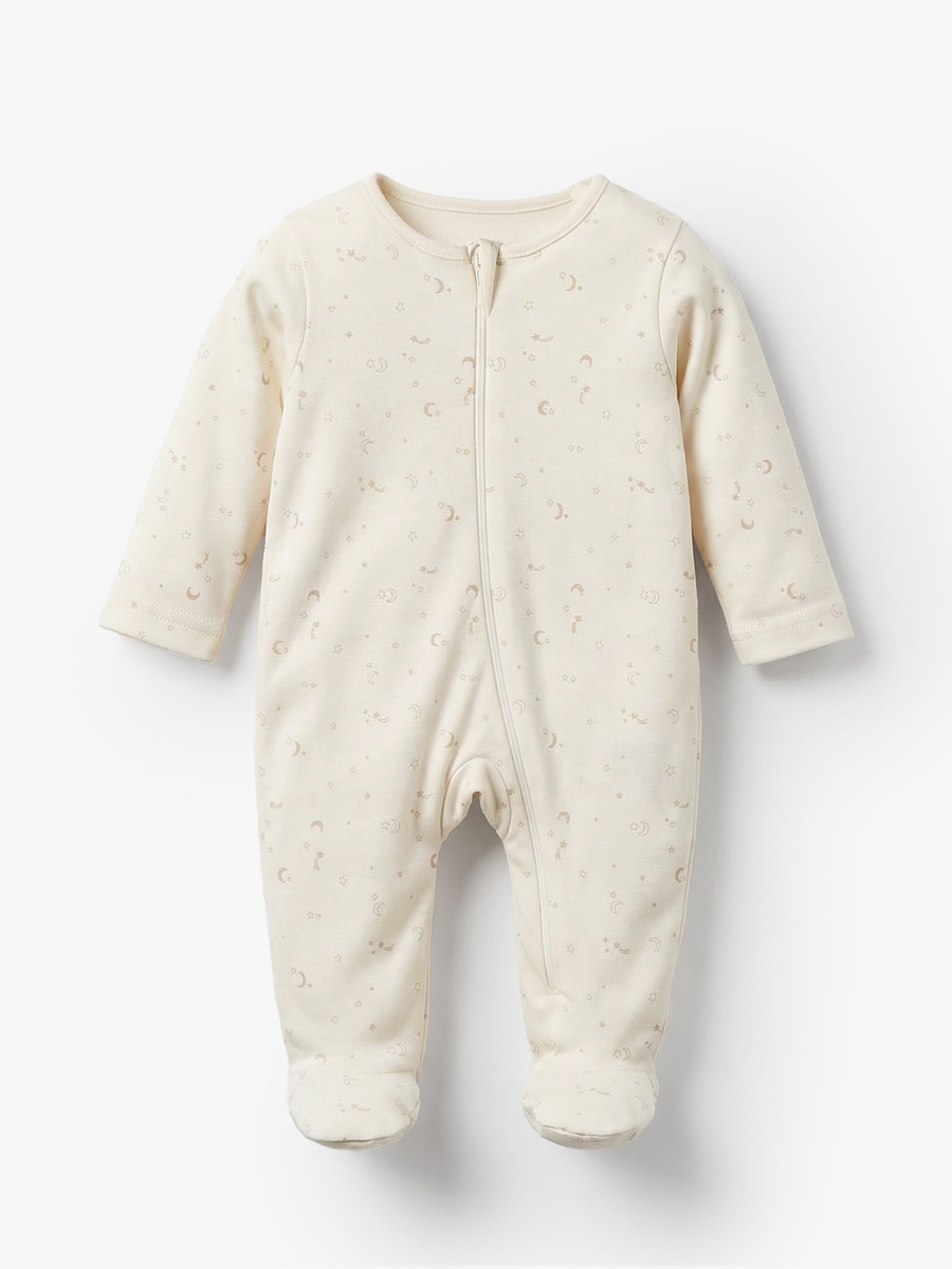 Pack of 7 Cotton Round Neck Long Sleeves Sleepsuit with Zip Closure