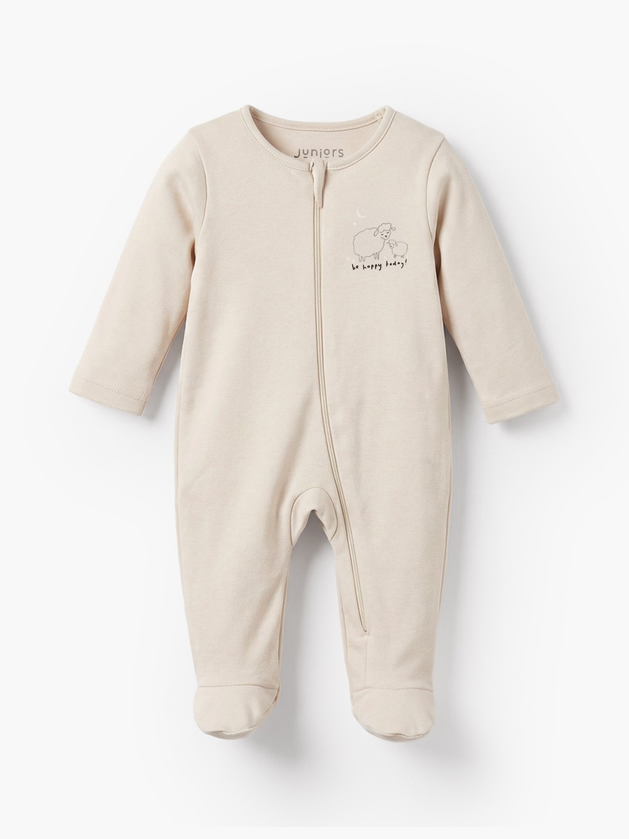 Pack of 7 Cotton Round Neck Long Sleeves Sleepsuit with Zip Closure