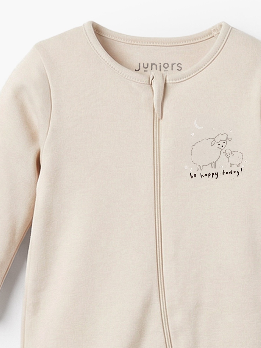 Pack of 7 Cotton Round Neck Long Sleeves Sleepsuit with Zip Closure