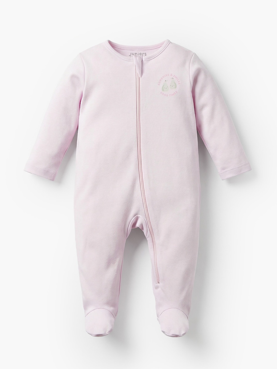 Pack of 7 Cotton Round Neck Long Sleeves Sleepsuit with Zip Closure