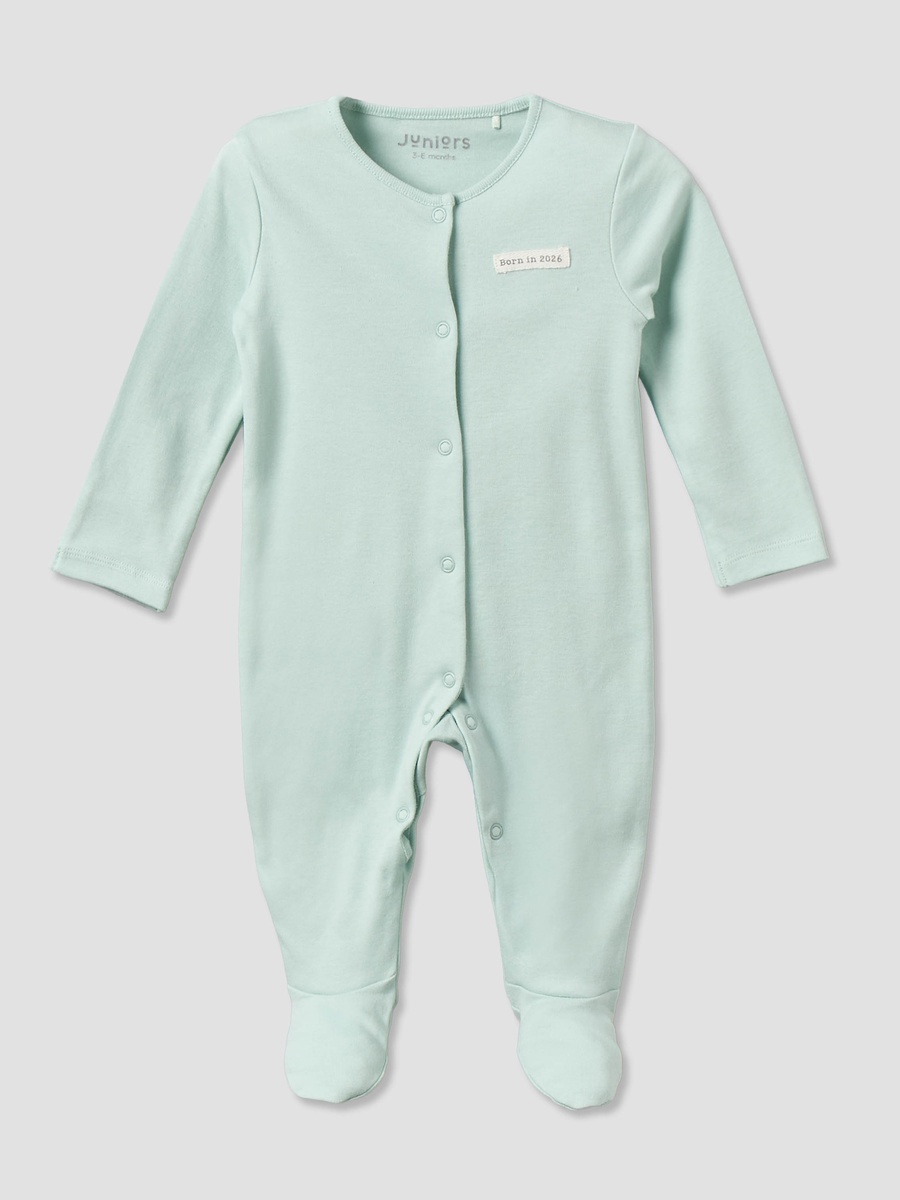 Pack of 2 Cotton Round Neck Long Sleeves Sleepsuit with Snap Button Closure