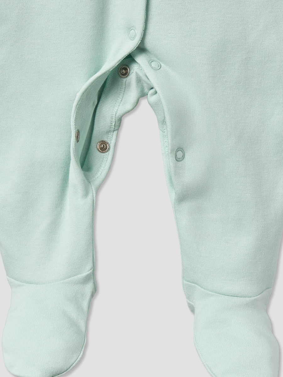 Pack of 2 Cotton Round Neck Long Sleeves Sleepsuit with Snap Button Closure